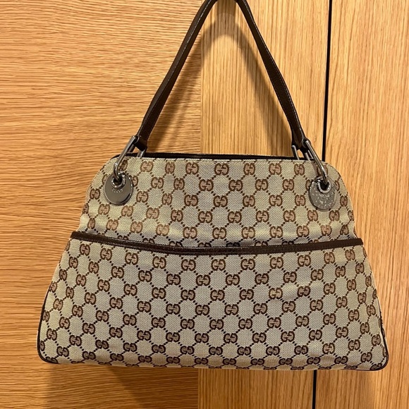 GUCCI Logo GG Pattern Eclipse Shoulder Tote Bag Canvas | Leather Brown | Italy - Picture 1 of 16